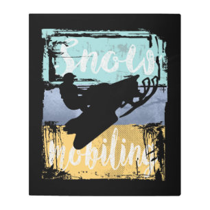 Snowmobile Retro Style Snowmobiling Metal Print