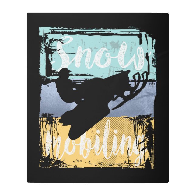 Snowmobile Retro Style Snowmobiling Metal Print (Front)