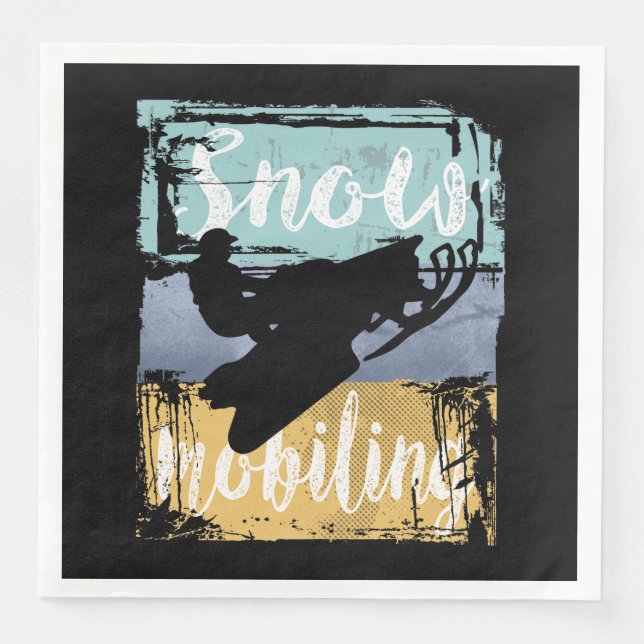 Snowmobile Retro Style Snowmobiling Paper Dinner Napkins (Front)