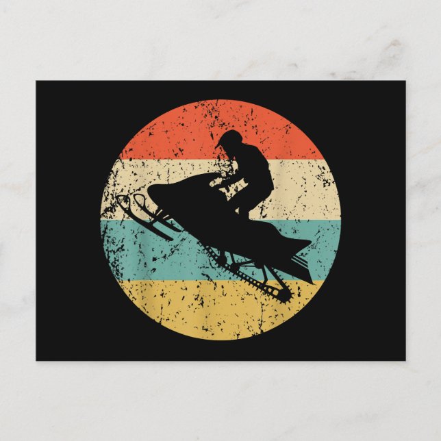 Snowmobile Retro Style Snowmobiling Postcard (Front)