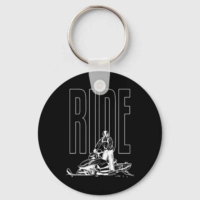Snowmobile Ride Motor Sled Snowmobiling Winter Spo Keychain (Front)