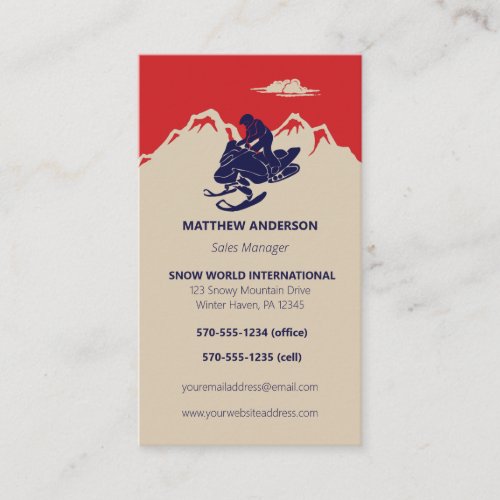 Snowmobile Sales Service Rentals Vertical Business Card