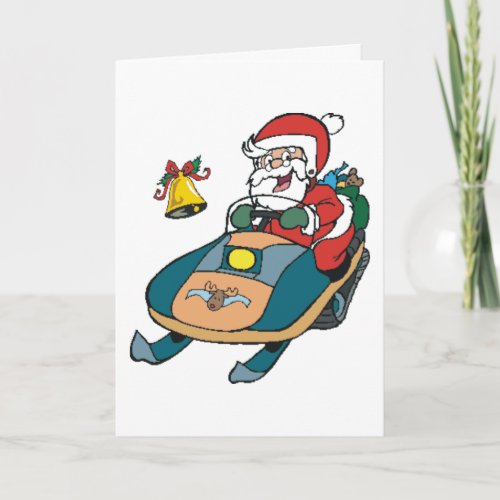 Snowmobile Santa Holiday Card