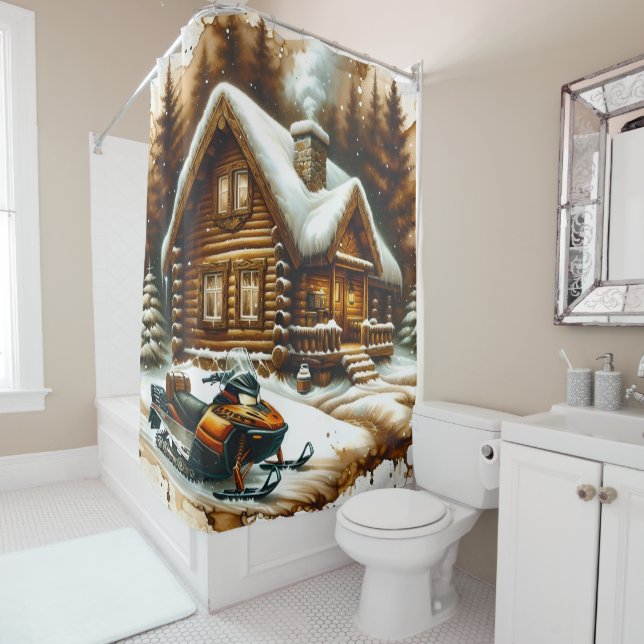 Snowmobile Shower Curtain (In Situ)