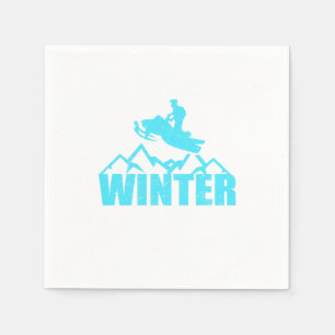 Snowmobile Silhouette Snowmobiling Rider Winter Napkins
