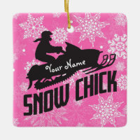 Snowmobile Snow Chick Pink Snowflake
