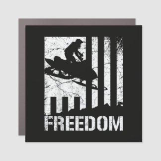 Snowmobile Snowmobiling Freedom Flag Car Magnet