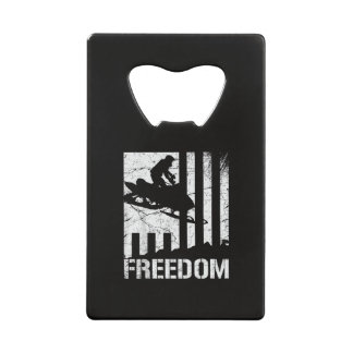 Snowmobile Snowmobiling Freedom Flag Credit Card Bottle Opener