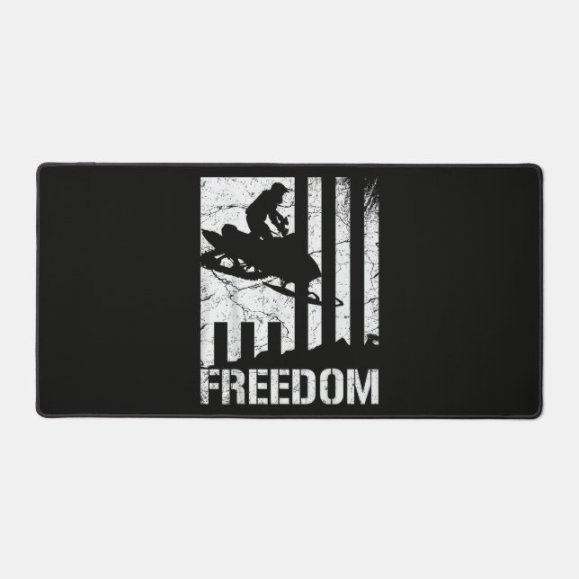 Snowmobile Snowmobiling Freedom Flag Desk Mat (Front)