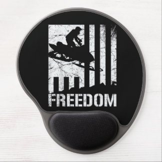 Snowmobile Snowmobiling Freedom Flag Gel Mouse Pad