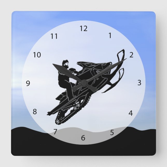Snowmobile Square Wall Clock (Front)