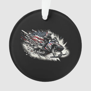 Snowmobile T Snowmobiling Freedom Flag Long Sleeve Ornament