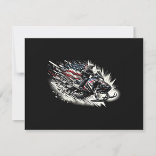 Snowmobile T Snowmobiling Freedom Flag Long Sleeve Thank You Card