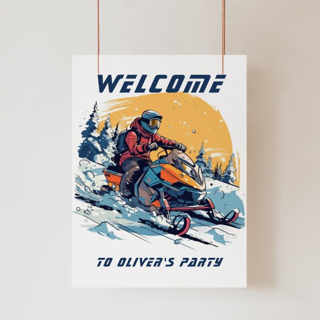 Snowmobile Theme Party Welcome Sign (Creator Uploaded)