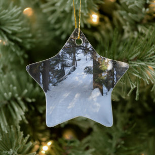 Snowmobile Trail Ceramic Ornament