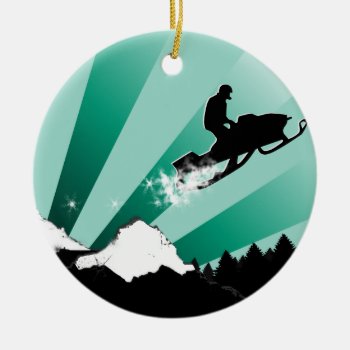 Snowmobile Trail Ceramic Ornament by asyrum at Zazzle