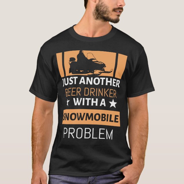 Snowmobile Tshirt Beer drinker with snowmobile pro (Front)