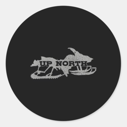 Snowmobile Up North Motor Sled Classic Round Sticker