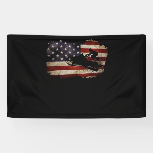 Snowmobile USA Flag Snow Sled Patriotic Banner