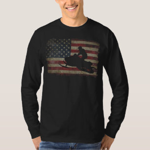 Snowmobile USA Flag Snow Sled Patriotic T-Shirt