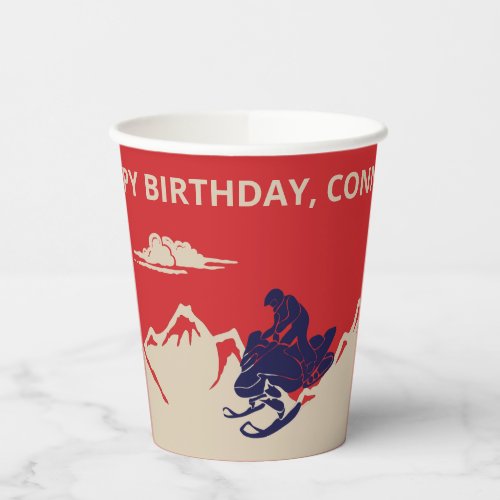 Snowmobile Winter Themed Boys Birthday Party Paper Cups