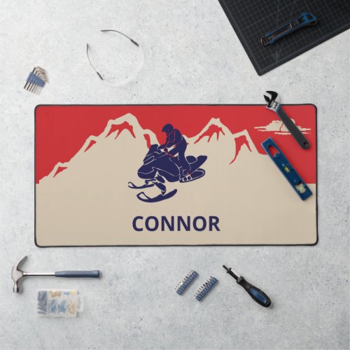 Snowmobile Winter Themed Personalized Desk Mat