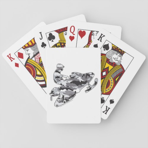 Snowmobiler in Grey Camo Poker Cards