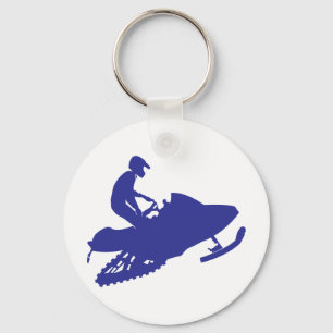 Snowmobiler/Navy Blue Sled Keychain
