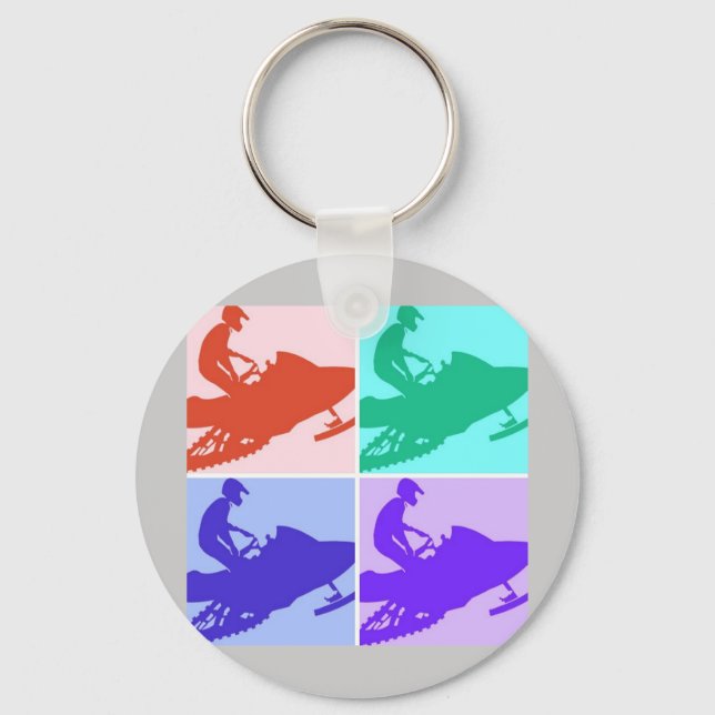 Snowmobiler/Pop Art Keychain (Front)