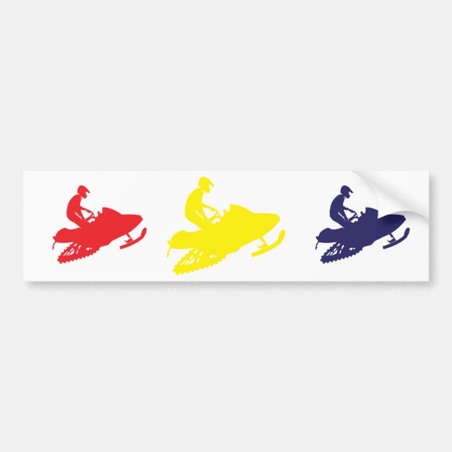 Snowmobiler/Red,Yellow,Blue Bumper Sticker (Front)