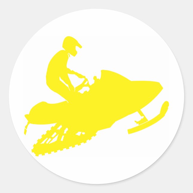 Snowmobiler/Yellow Sled Classic Round Sticker (Front)