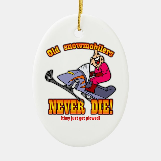 Snowmobilers Ceramic Ornament (Front)