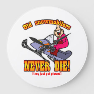 Snowmobilers Large Clock