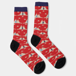 Snowmobiles Red, White and Blue Patterned Socks