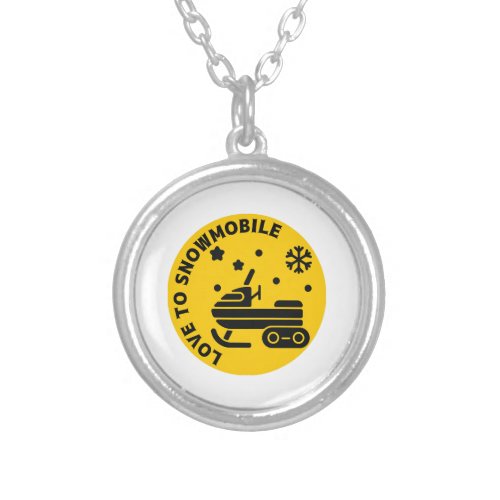 Snowmobiling 50  silver plated necklace