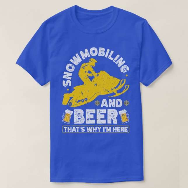 Snowmobiling Beer Drinking Men Motor Sled T-Shirt (Design Front)