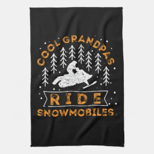 Snowmobiling - Cool Grandpas Ride Snowmobiles Kitchen Towel