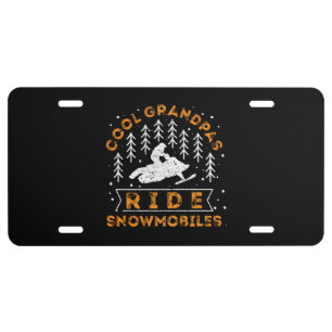 Snowmobiling - Cool Grandpas Ride Snowmobiles License Plate