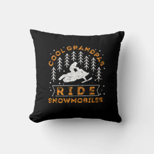 Snowmobiling - Cool Grandpas Ride Snowmobiles Throw Pillow