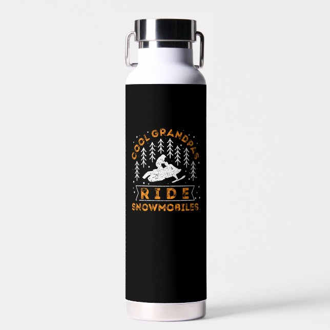 Snowmobiling - Cool Grandpas Ride Snowmobiles Water Bottle (Front)