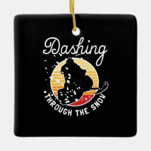 Snowmobiling - Dashing Through The Snow Ceramic Ornament