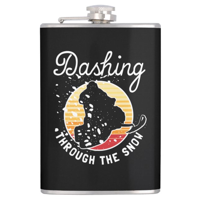 Snowmobiling - Dashing Through The Snow Flask (Front)