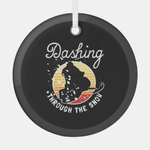 Snowmobiling - Dashing Through The Snow Glass Ornament
