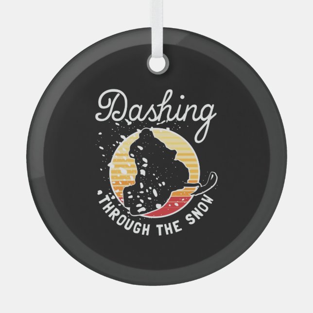 Snowmobiling - Dashing Through The Snow Glass Ornament (Front)