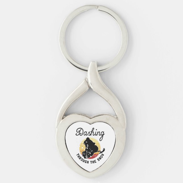 Snowmobiling - Dashing Through The Snow Keychain (Front)