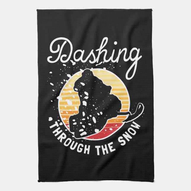 Snowmobiling - Dashing Through The Snow Kitchen Towel (Vertical)