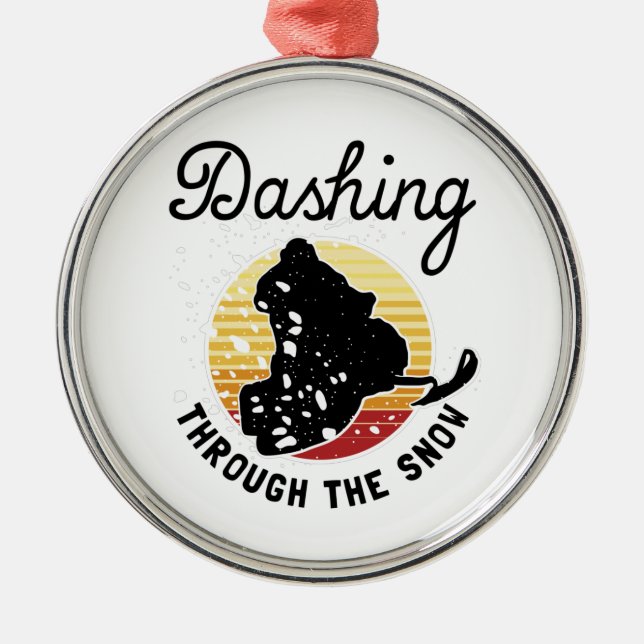 Snowmobiling - Dashing Through The Snow Metal Ornament (Front)