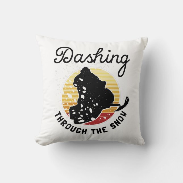 Snowmobiling - Dashing Through The Snow Throw Pillow (Front)