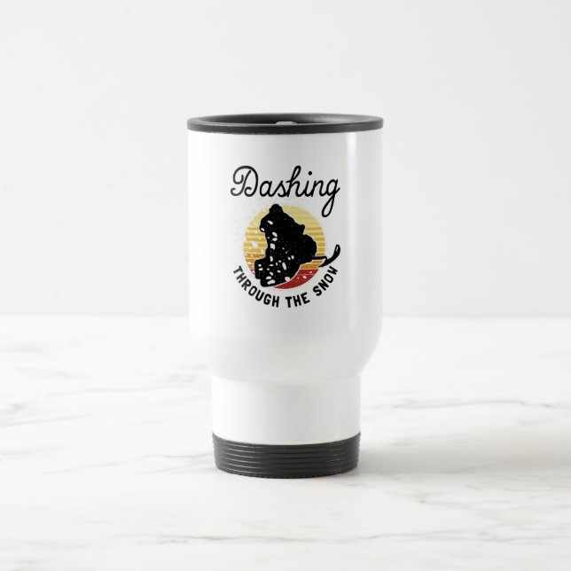 Snowmobiling - Dashing Through The Snow Travel Mug (Center)