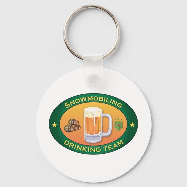 Snowmobiling Drinking Team Keychain (Front)
